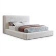 Pemberly Row Contemporary Cream Linen Textured Fabric Queen Bed
