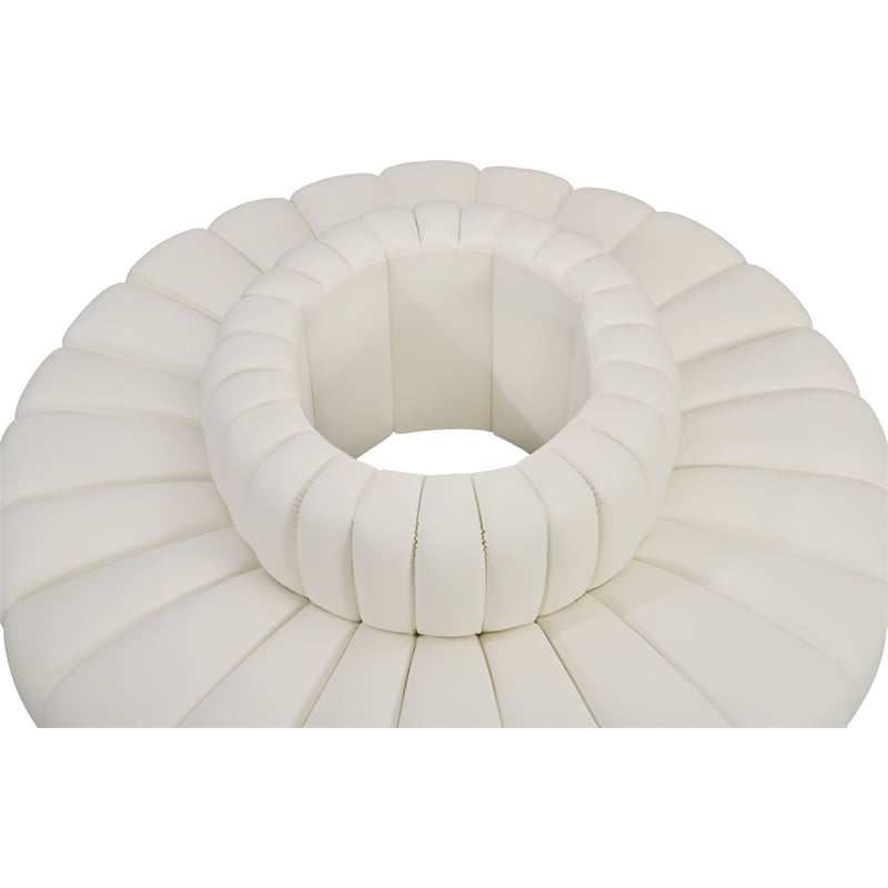 Pemberly Row Contemporary Cream Vegan Leather Modular Sectional