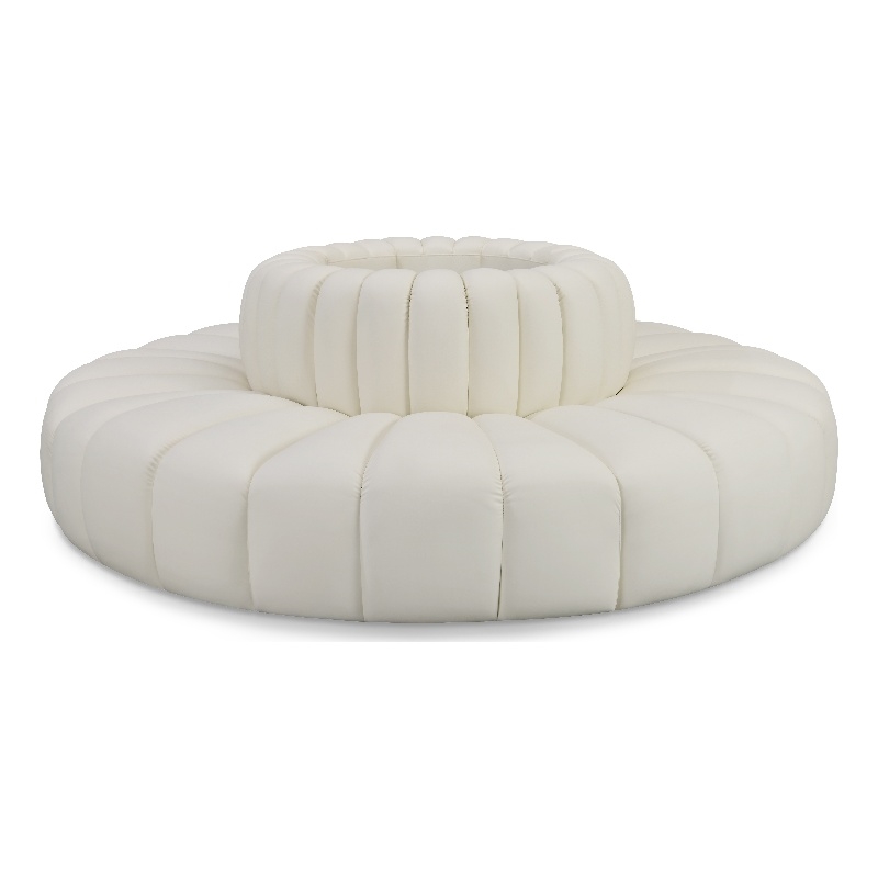 Pemberly Row Contemporary Cream Vegan Leather Modular Sectional