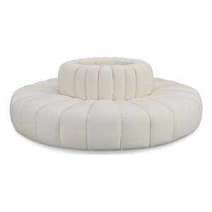 Pemberly Row Contemporary Cream Vegan Leather Modular Sectional