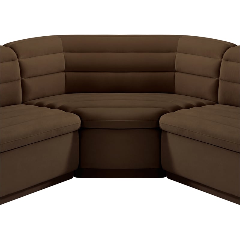 Pemberly Row Contemporary Brown Velvet Fabric Modular Sectional