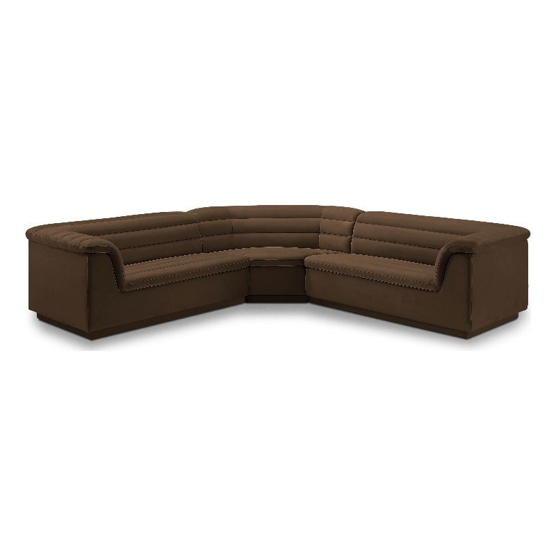 Pemberly Row Contemporary Brown Velvet Fabric Modular Sectional