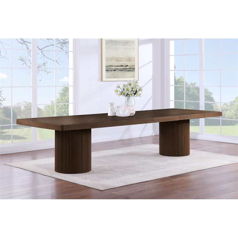 Pemberly Row Contemporary Brown Acacia with Veneer Dining Table