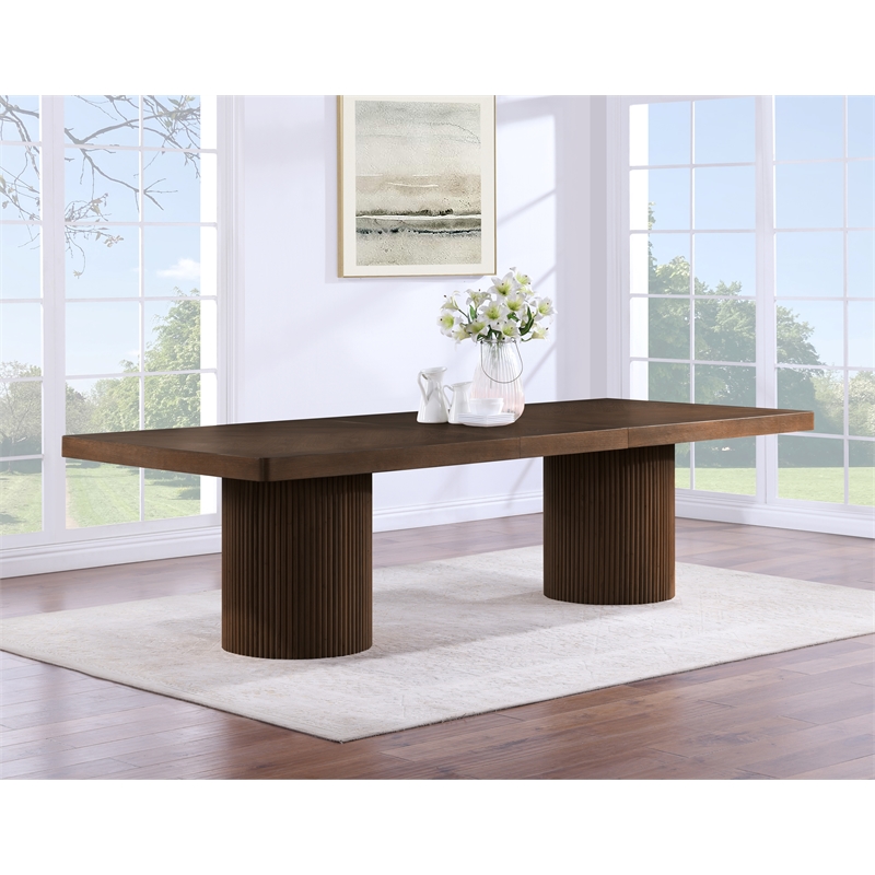 Pemberly Row Contemporary Brown Acacia with Veneer Dining Table