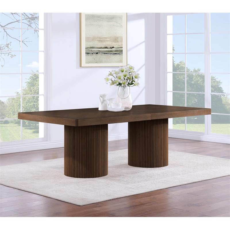 Pemberly Row Contemporary Brown Acacia with Veneer Dining Table
