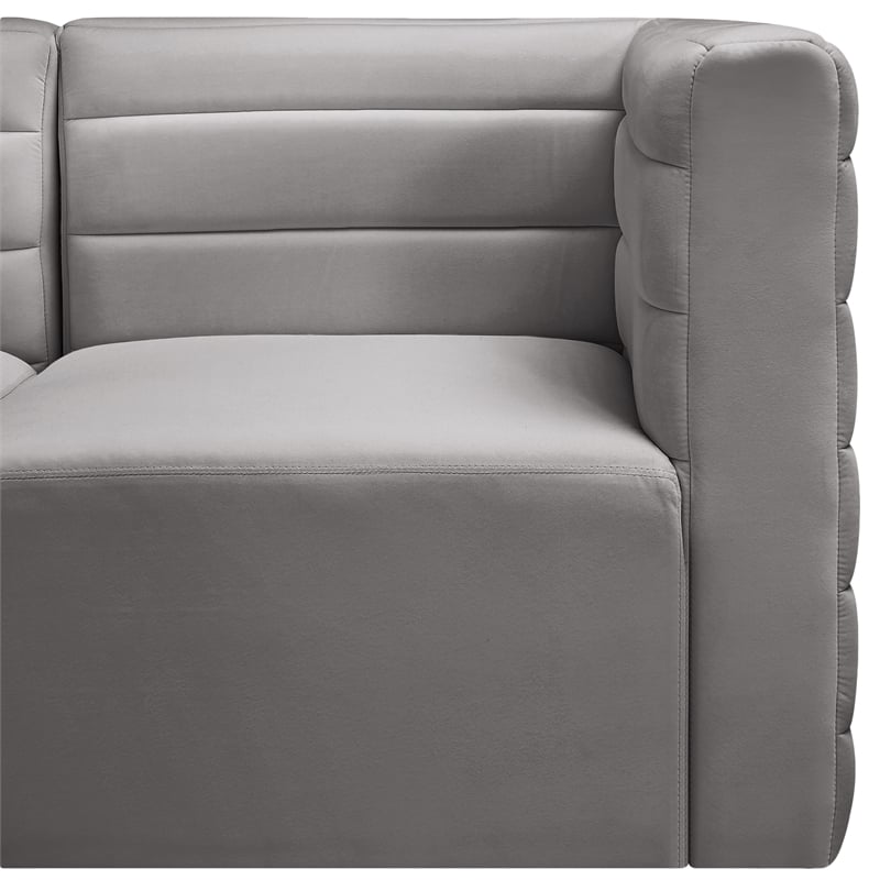 Pemberly Row Contemporary Soft Gray Velvet Modular Armless Chair