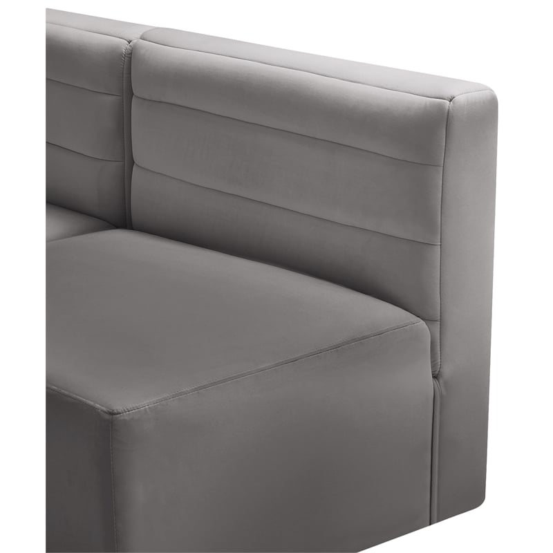 Pemberly Row Contemporary Soft Gray Velvet Modular Armless Chair