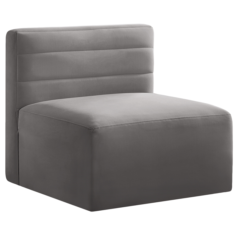 Pemberly Row Contemporary Soft Gray Velvet Modular Armless Chair