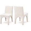 Pemberly Row Cream Linen Textured Fabric Dining Chair (Set of 2)