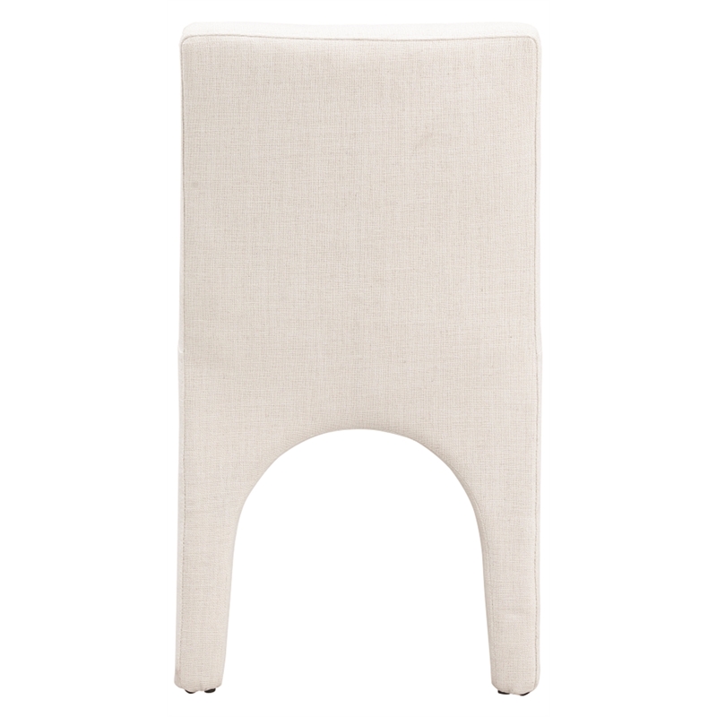 Pemberly Row Cream Linen Textured Fabric Dining Chair (Set of 2)