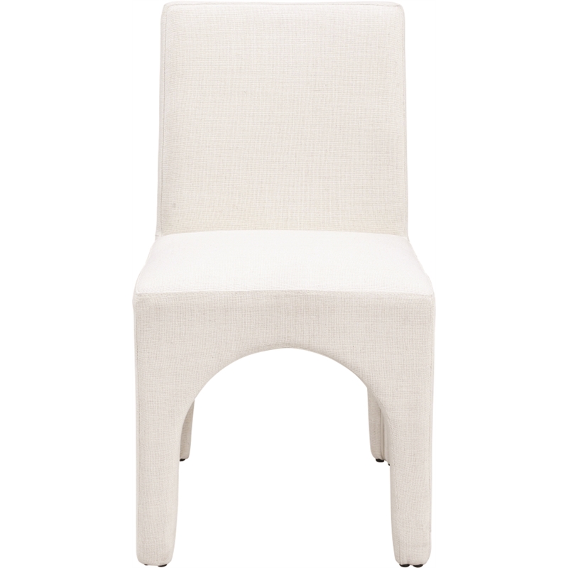 Pemberly Row Cream Linen Textured Fabric Dining Chair (Set of 2)