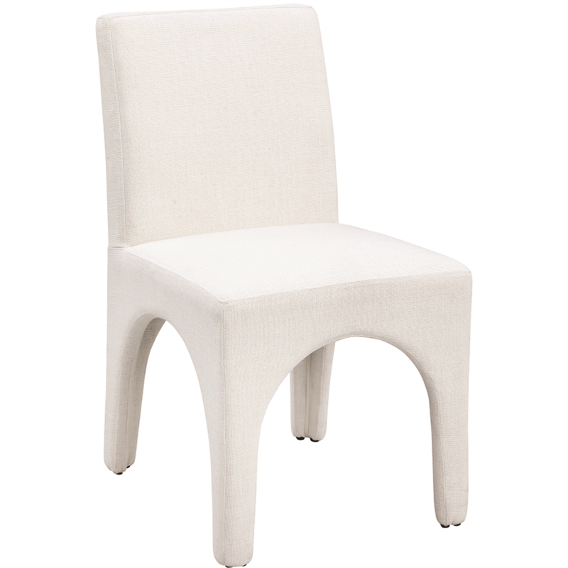 Pemberly Row Cream Linen Textured Fabric Dining Chair (Set of 2)