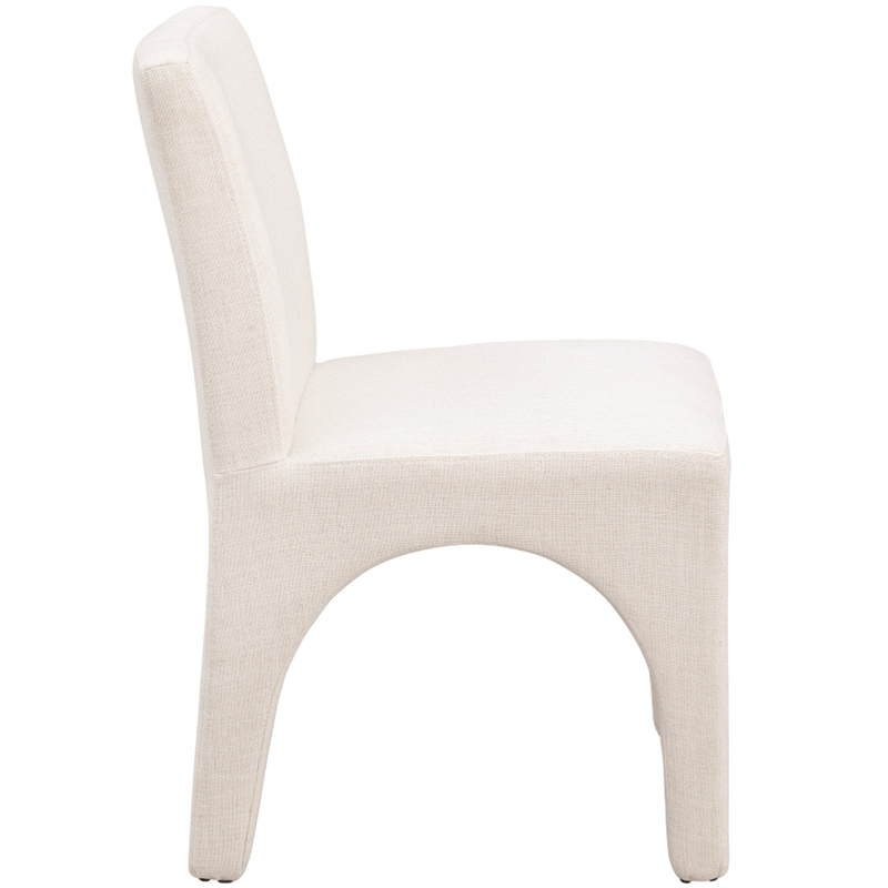 Pemberly Row Cream Linen Textured Fabric Dining Chair (Set of 2)