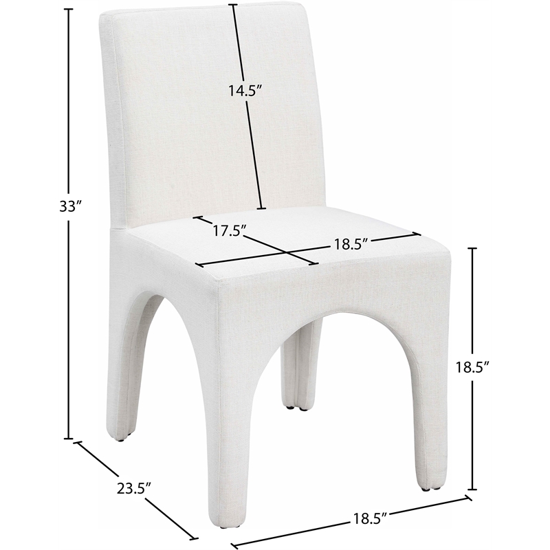 Pemberly Row Cream Linen Textured Fabric Dining Chair (Set of 2)