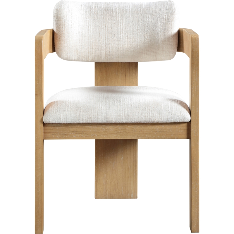 Pemberly Row Cream Linen Textured Fabric Dining Chair (Set of 2)