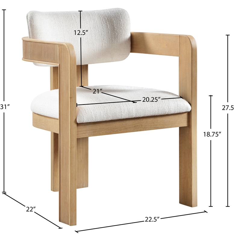 Pemberly Row Cream Linen Textured Fabric Dining Chair (Set of 2)
