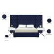 Pemberly Row Contemporary Solid Wood and Velvet Queen Bed in Navy