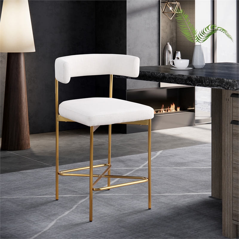 Pemberly Row Cream Durable Linen Textured Fabric Stool (Set of 2)