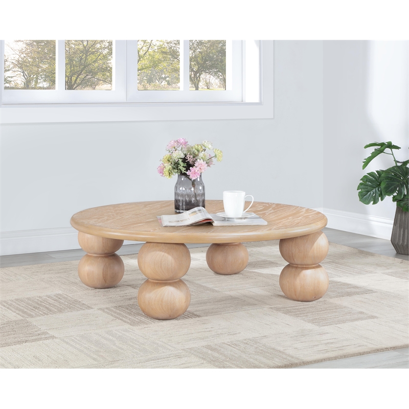 Pemberly Row Mid-Century Natural Wood And Oak Veneer Coffee Table