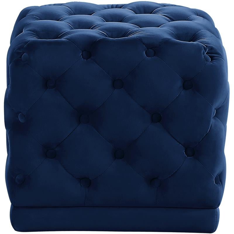 Pemberly Row Contemporary Upholstered Velvet Ottoman/Stool in Navy