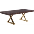 Pemberly Row Zebra Wood Lacquer Top Extendable 2 Leaf Dining Table