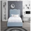Pemberly Row Mid-Century Light Blue Linen Textured Fabric Twin Bed