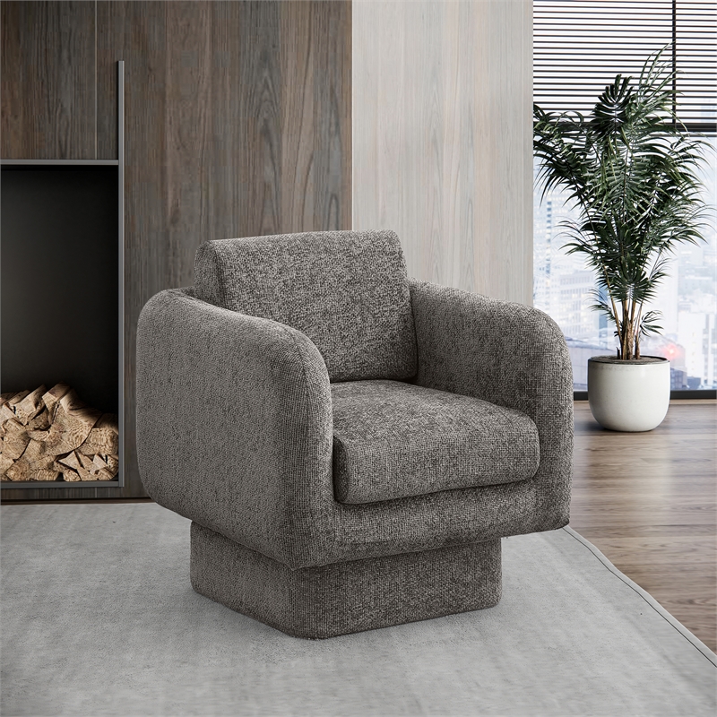Pemberly Row Contemporary Gray Chenille Fabric Swivel Accent Chair