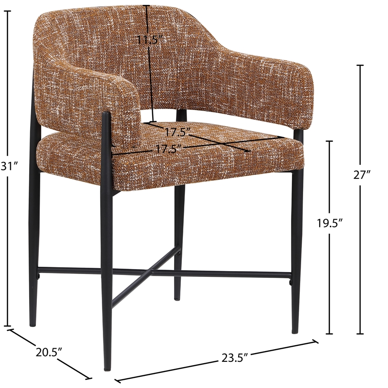 Pemberly Row Contemporary Cognac Polyester Dining Chair (Set of 2)