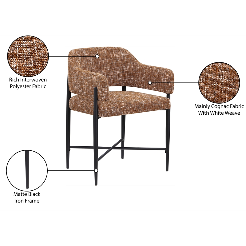 Pemberly Row Contemporary Cognac Polyester Dining Chair (Set of 2)
