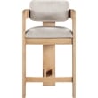 Pemberly Row Beige Linen Textured Fabric Upholstered Counter Stool