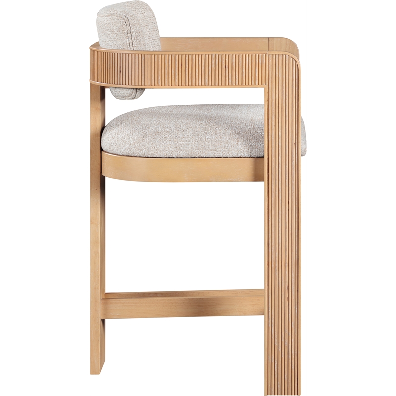 Pemberly Row Beige Linen Textured Fabric Upholstered Counter Stool
