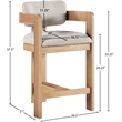 Pemberly Row Beige Linen Textured Fabric Upholstered Counter Stool