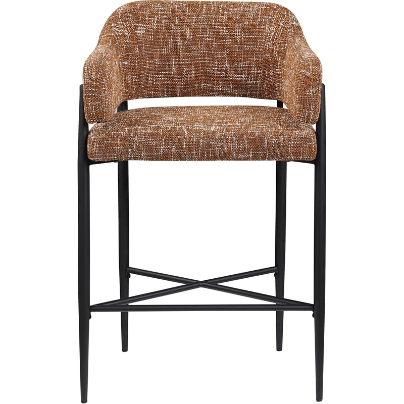 Pemberly Row Contemporary Cognac Polyester Counter Stool (Set of 2)