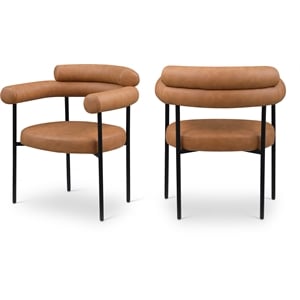 Pemberly Row Contemporary Cognac Vegan Leather Dining Chair (Set of 2)