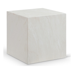 Pemberly Row Off White Marble Finish Concrete Indoor/Outdoor End Table