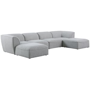 Pemberly Row Contemporary Gray Durable Linen Textured Modular Sectional