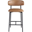 Pemberly Row Contemporary Cognac Vegan Leather Counter Stool (Set of 2)