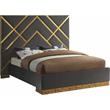 Pemberley Row Velvet Gray Queen Bed Rectangular Polished Gold Design 81.5