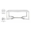Pemberly Row Contemporary Stone Coffee Table in Chrome with Stainless Steel Base
