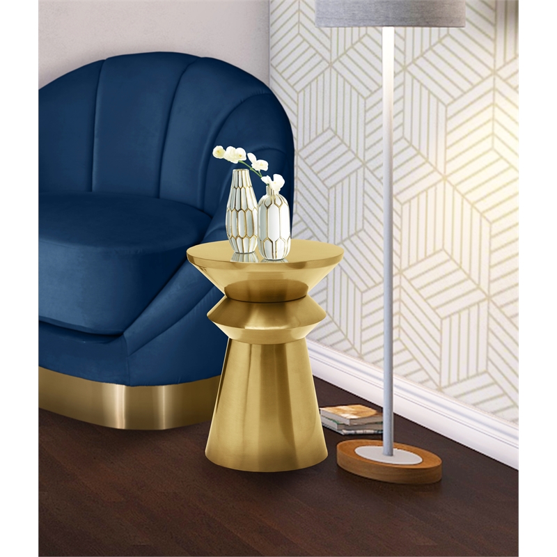 Pemberley Row Brushed Metal Gold End Table Rectangular Contemporary 14