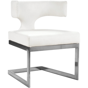 Pemberly Row Contemporary Soft White Vegan Leather Dining Chair