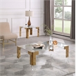 Pemberly Row Contemporary Gold Stainless Steel and Acrylic Dining Table