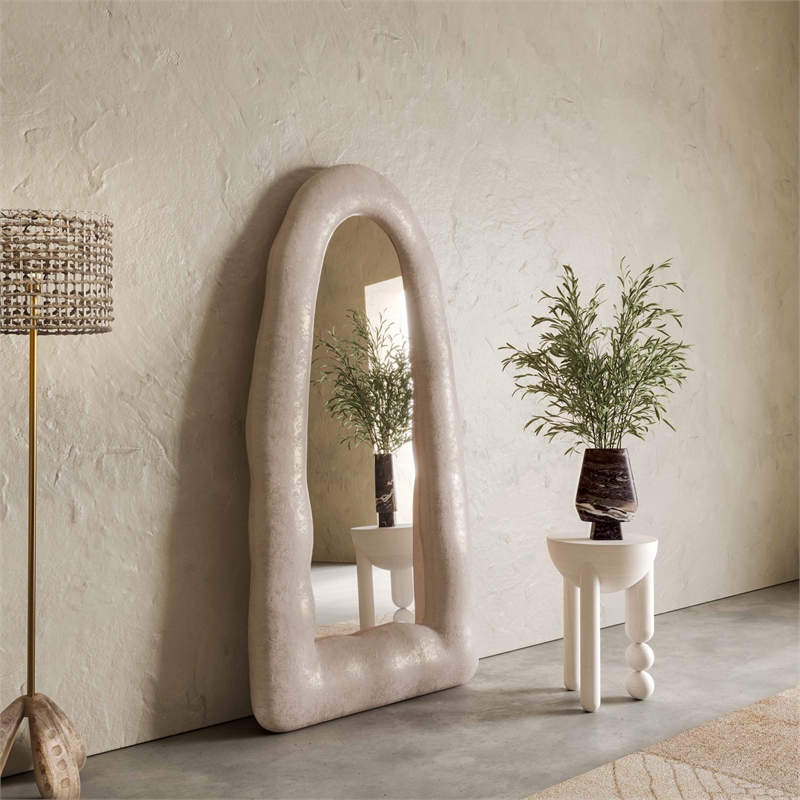 Pemberly Row Cream Textured Small Floor Mirror - 31.8