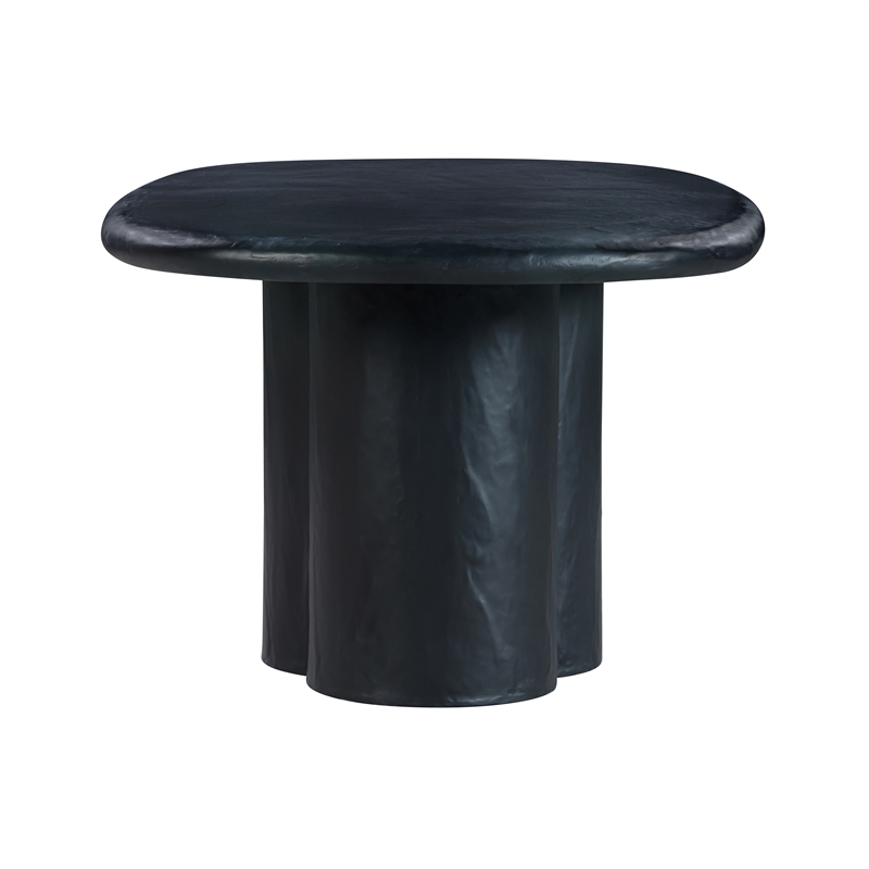 Pemberly Row Oval Faux Plaster & Stone Dining Table in Black
