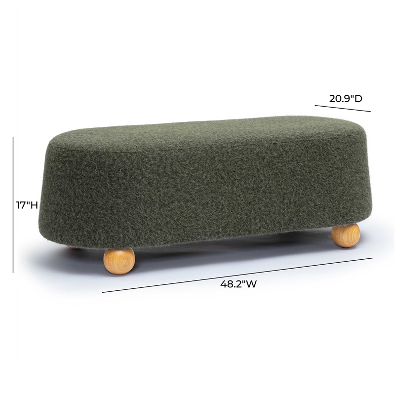 Pemberly Row Contemporary Forest Green Loose Mohair Large Ottoman