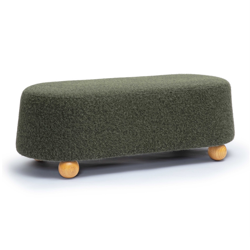 Pemberly Row Contemporary Forest Green Loose Mohair Large Ottoman