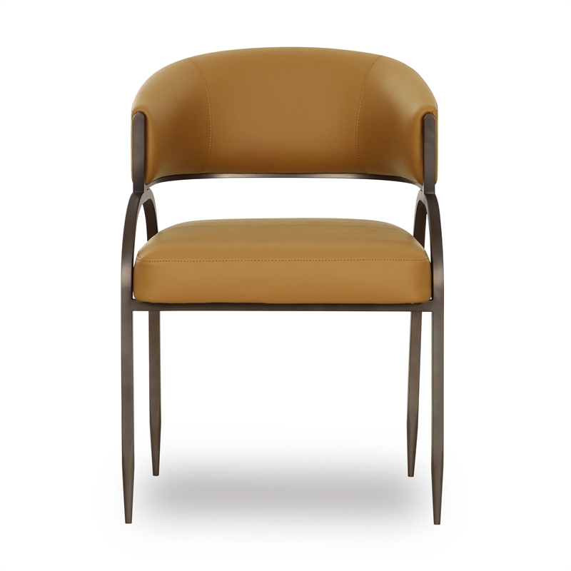 Pemberly Row Contemporary Upholstered Tan Vegan Leather Dining Chair