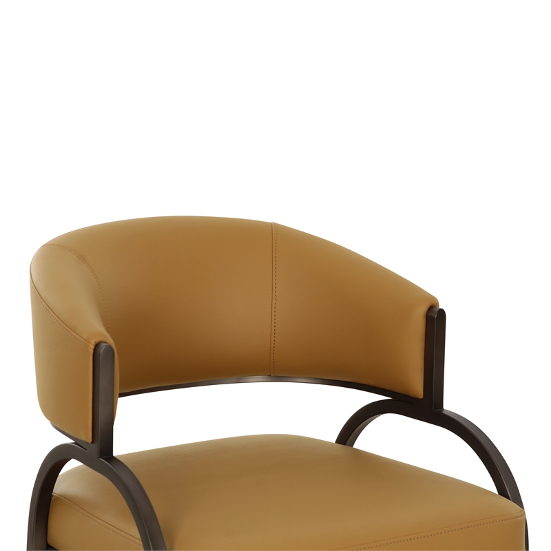 Pemberly Row Contemporary Upholstered Tan Vegan Leather Dining Chair
