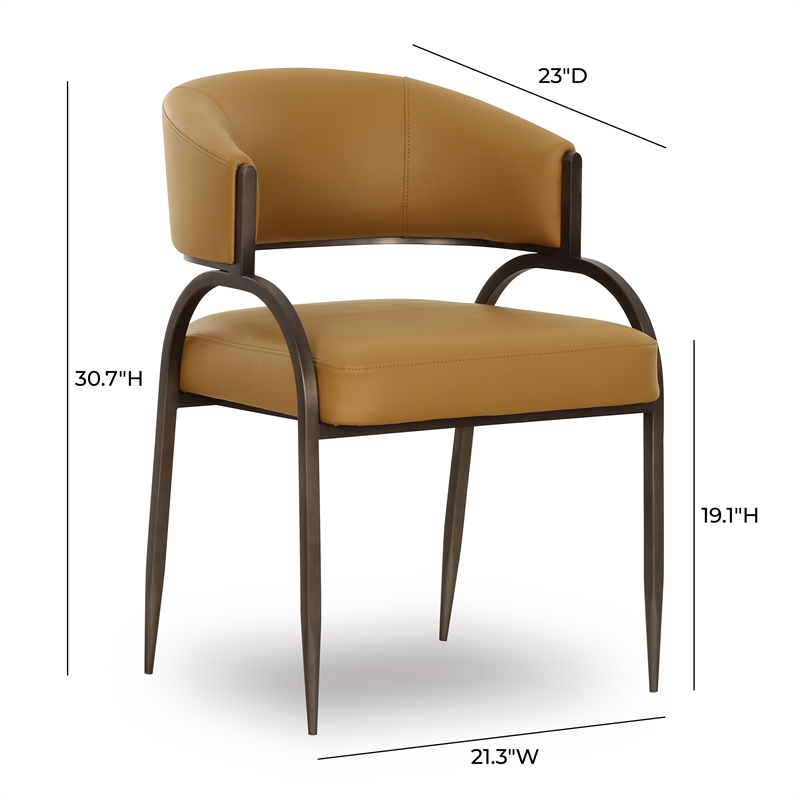 Pemberly Row Contemporary Upholstered Tan Vegan Leather Dining Chair