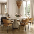 Pemberly Row Contemporary Upholstered Tan Vegan Leather Dining Chair